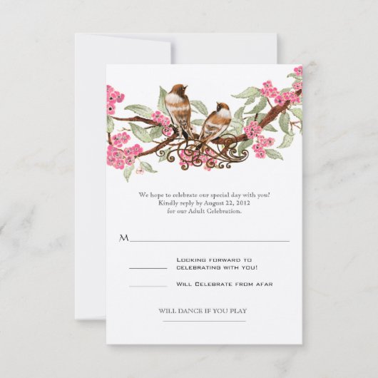 Réponse de mariage de l'oiseau d'amour rose (Devant)
