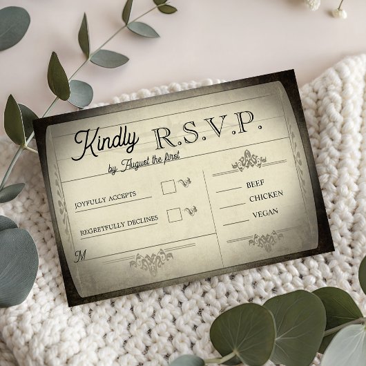 Réponse de mariage de style billet vintage