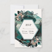 Réponse de Mariage Design Géométrique Vert Moderne (Devant)