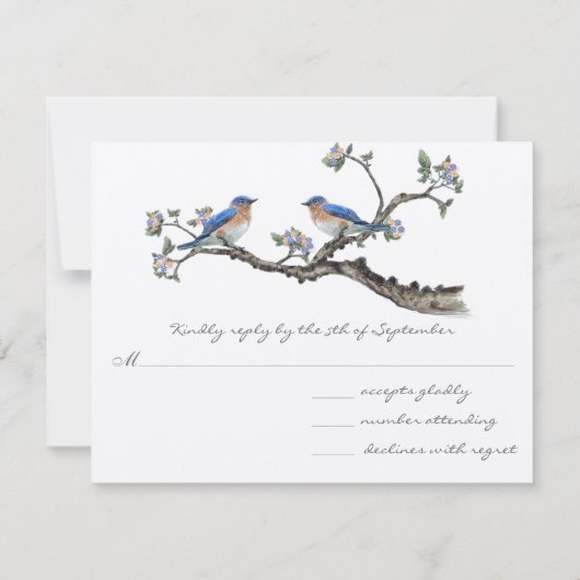 Réponse de mariage d'oiseaux bleus vintage (Dos)