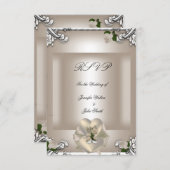 Réponse de mariage élégant crème rose argenté blan (Devant / Derrière)