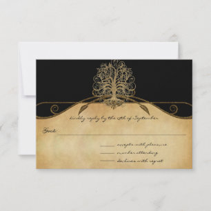 Réponse de mariage élégant or et noir d'arbre
