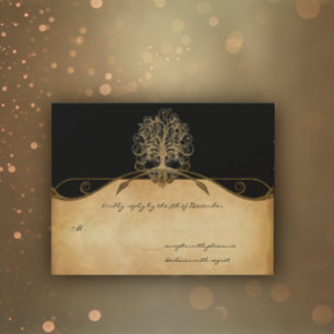 Réponse de mariage élégant or et noir d'arbre