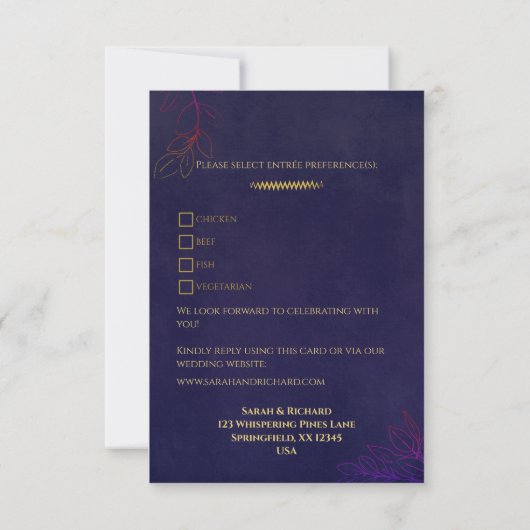 Réponse de mariage élégante en velours navy avec a (Dos)