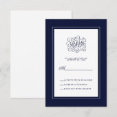 Réponse de mariage élégante Enclosure chic bleu fo (Devant / Derrière)