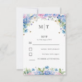 Réponse de mariage élégante hydrangea bleue Monogr (Devant)
