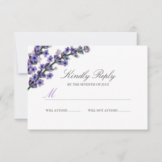 Réponse de mariage élégante lavande violette (Devant)