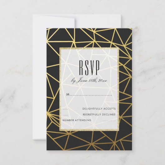 Réponse de mariage élégante or et noir (Devant)