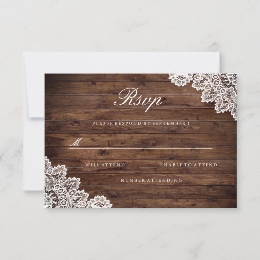 Réponse de mariage en bois rustique dentelle vinta (Devant)