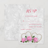 Réponse de mariage en damas de coeurs et roses de (Devant / Derrière)