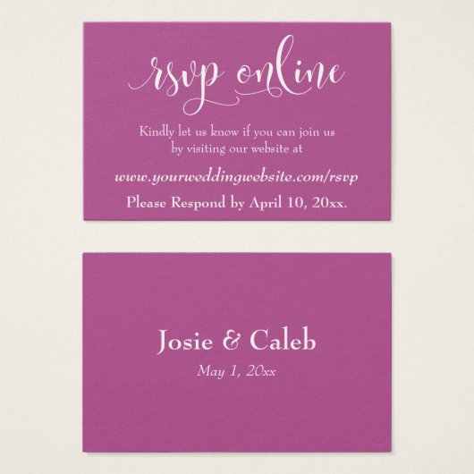 Réponse de mariage en ligne encart blanc script su (Devant & derrière)
