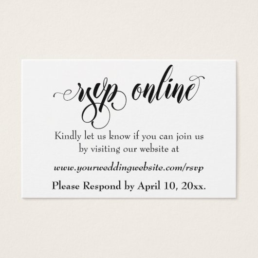 Réponse de mariage en ligne Insert Black Script, B (Devant)