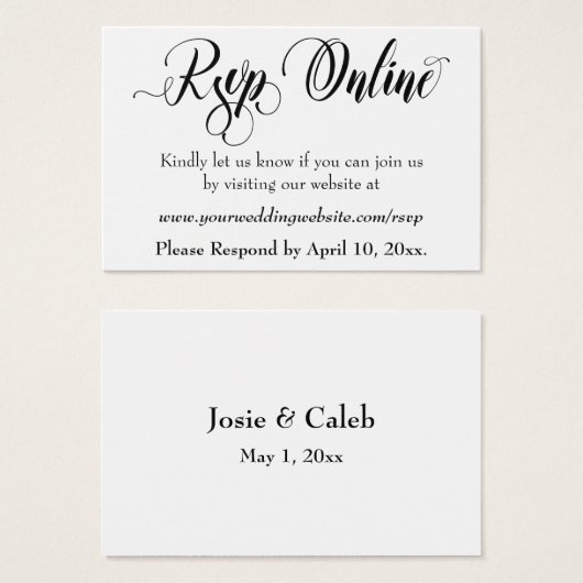 Réponse de mariage en ligne Insert Black Script, B (Devant & derrière)