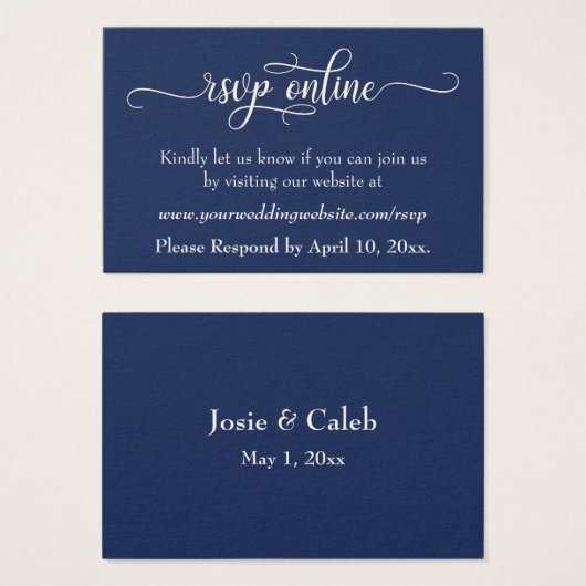 Réponse de mariage en ligne Insert blanc Script & (Devant & derrière)