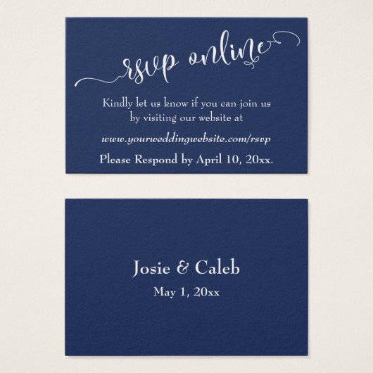 Réponse de mariage en ligne Insert blanc Script & (Devant & derrière)