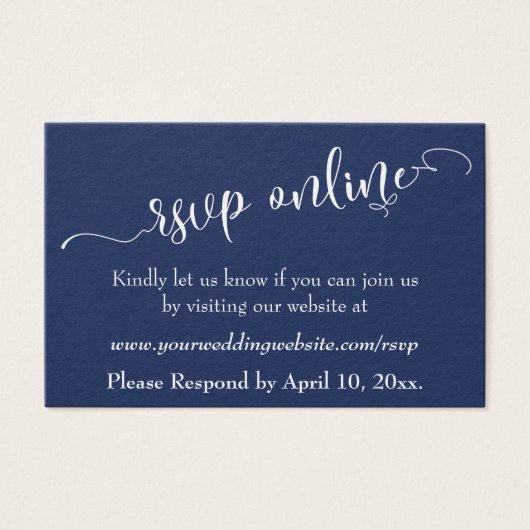 Réponse de mariage en ligne Insert blanc Script & (Devant)