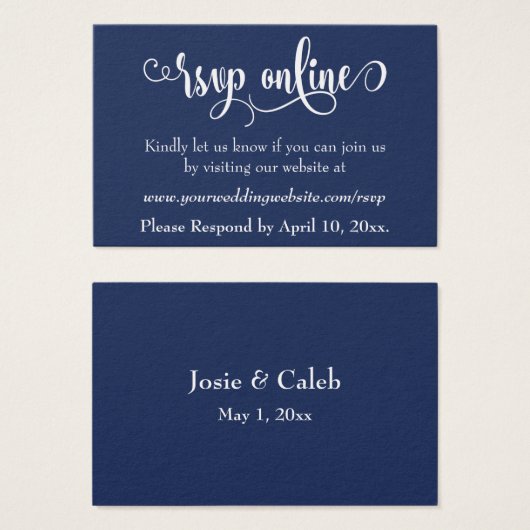 Réponse de mariage en ligne Insert blanc Script & (Devant & derrière)