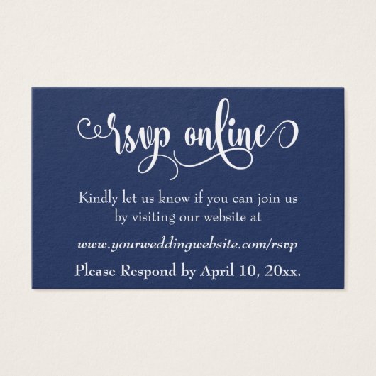 Réponse de mariage en ligne Insert blanc Script & (Devant)