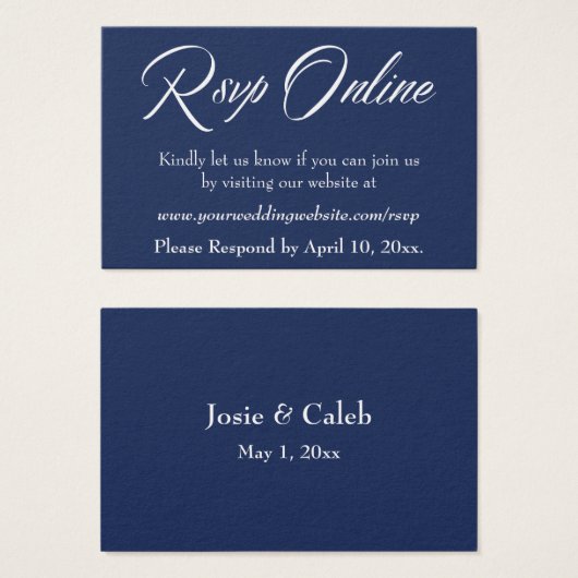Réponse de mariage en ligne Insert blanc Script &  (Devant & derrière)