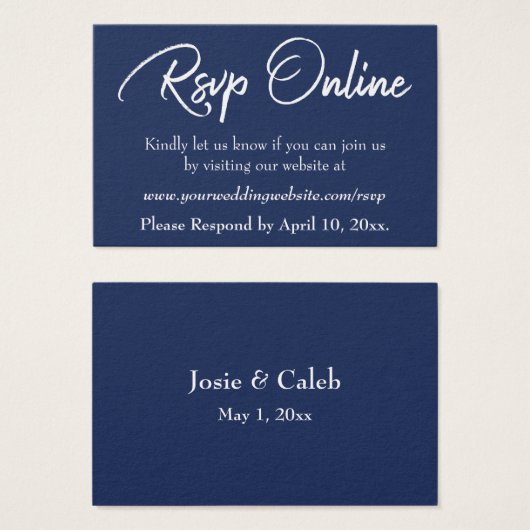 Réponse de mariage en ligne Insert blanc Script &  (Devant & derrière)