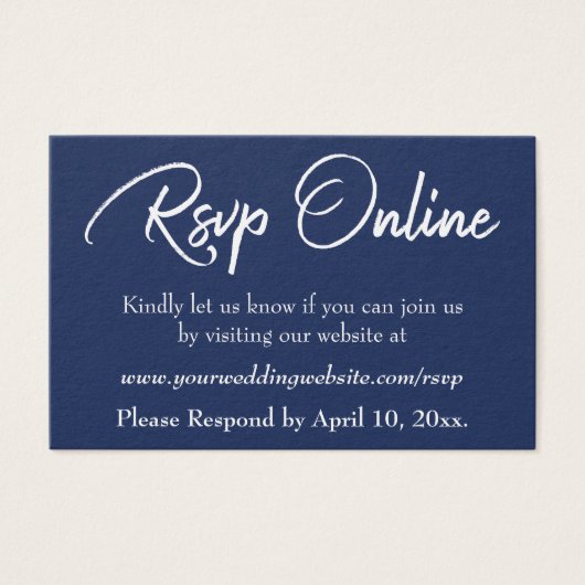 Réponse de mariage en ligne Insert blanc Script & (Devant)