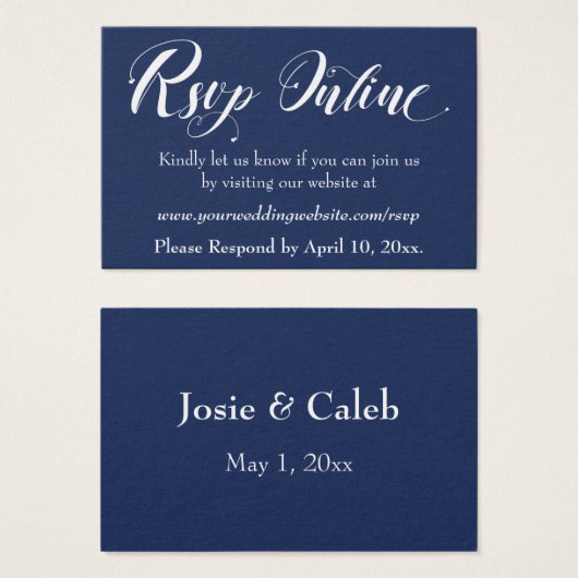Réponse de mariage en ligne Insert blanc Script &  (Devant & derrière)