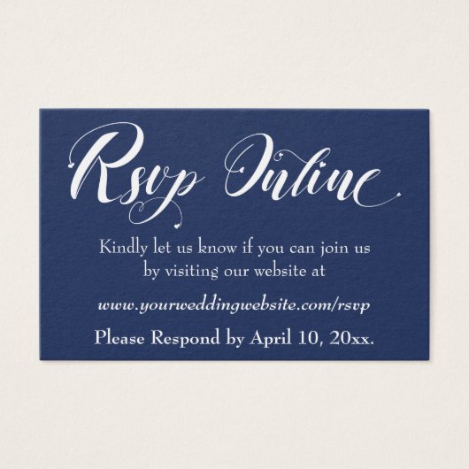 Réponse de mariage en ligne Insert blanc Script & (Devant)