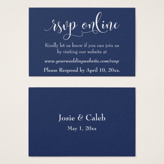 Réponse de mariage en ligne Insert blanc Script &  (Devant & derrière)