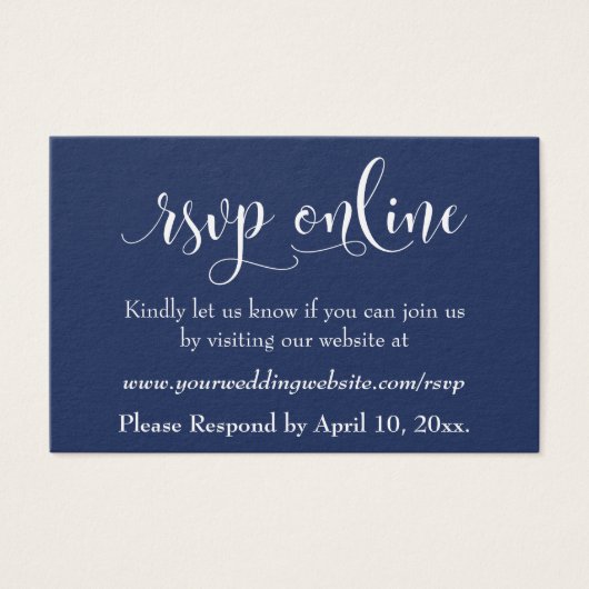 Réponse de mariage en ligne Insert blanc Script & (Devant)