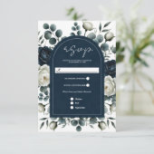 Réponse de mariage Fleurs de verdure modernes bleu (Debout devant)