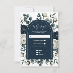 Réponse de mariage Fleurs de verdure modernes bleu