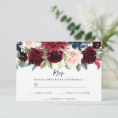 Réponse de mariage floral aquarelle boho Bourgogne (Debout devant)