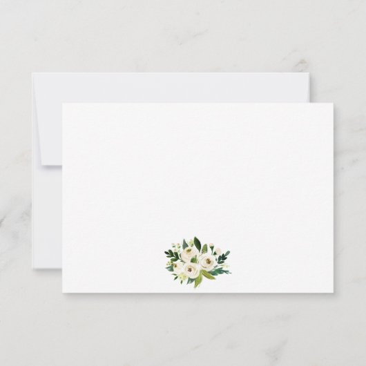 Réponse de mariage Floral Aquarelle Vert Blanc (Dos)