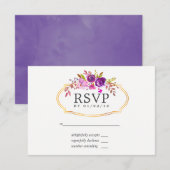 Réponse de mariage floral aquarelle violet et viol (Devant / Derrière)