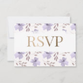 Réponse de mariage floral aquarelle violet rustiqu (Dos)