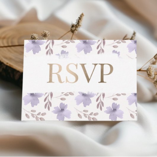 Réponse de mariage floral aquarelle violet rustiqu