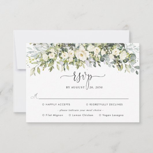 Réponse de Mariage Floral Blanc avec Choix de Repa (Devant)