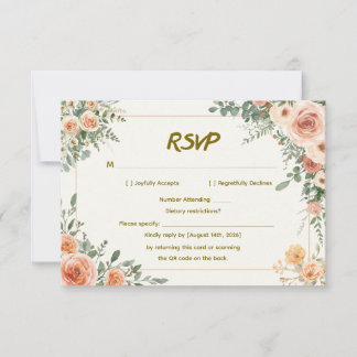 Réponse de mariage floral élégant avec code QR