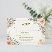Réponse de mariage floral élégant avec code QR (Debout devant)