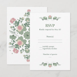 Réponse de mariage floral folk vert sauge