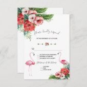 Réponse de mariage floral tropical flamant rose Lu (Devant / Derrière)