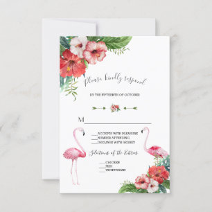 Réponse de mariage floral tropical flamant rose Lu