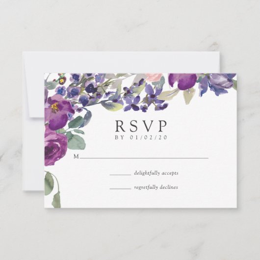 Réponse de mariage floral violet et prune (Devant)