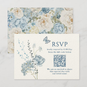 Réponse de mariage florale aquarelle bleu poussiér