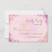 Réponse de mariage florale aquarelle rose violet é (Devant)