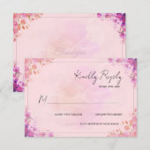 Réponse de mariage florale aquarelle rose violet é (Devant / Derrière)