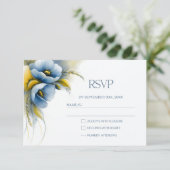 Réponse de mariage florale bleue et jaune (Debout devant)
