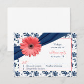 Réponse de mariage florale damassée marine à margu (Devant / Derrière)