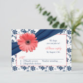 Réponse de mariage florale en damassé marine et ge (Debout devant)