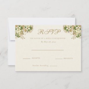 Réponse de mariage florale ivoire et or antique